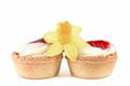 Strawberry pastry and narcissus Royalty Free Stock Photo