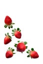 Strawberry Pattern pyramid made of six berries in a different positions vertical isolated on a white background