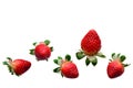 Strawberry Pattern pyramid made of six berries in a different positions vertical isolated on a white background