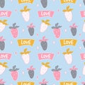Strawberry pattern seamless background. Funny creative berries of unusual color