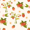 Strawberry seamless pattern. Repeating background with summer fruit. Royalty Free Stock Photo