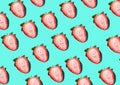 Strawberry Pattern of strawberrys on pastel colored background stwawberry full and sliced place on background wallpaper pattern Royalty Free Stock Photo