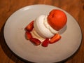 Strawberry Pavlova dessert served in gourmet restaurant Royalty Free Stock Photo