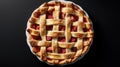 Strawberry pie on a black background, top view, square Generative AI