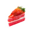 Strawberry piece of cake on white background Royalty Free Stock Photo