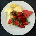 Strawberry Pineapple Watermelon on a plate Royalty Free Stock Photo