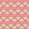 Strawberry pink cream cupcake seamless pattern