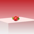 Strawberry place on the floor with wall illustration minimal art