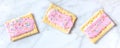 Strawberry pop tart panoramic banner on a white marble background Royalty Free Stock Photo
