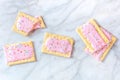 Strawberry pop tarts, overhead flat lay shot Royalty Free Stock Photo