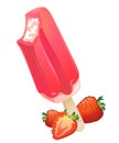 Strawberry popsicle Ice-cream. Summer flavor