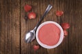 Fresh made Strawberry powder on a rustic background