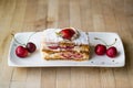 Strawberry puff mille-feuille with cherry Royalty Free Stock Photo