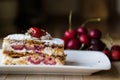 Strawberry puff mille-feuille with cherry Royalty Free Stock Photo