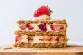 Strawberry puff mille-feuille with strawberry