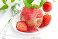 Strawberry quark ball dessert