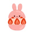 Strawberry rabbit sandwich, pink japanese dessert vector. For cafe, restaurant, coffee shop, catering.