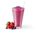 Strawberry Raspberry Blueberry Smoothie on White Background Royalty Free Stock Photo