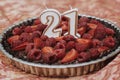 Strawberry raspberry tart 21st birthady candles