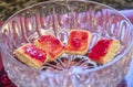 Strawberry red jam on trifle sponge fingers