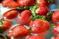 Strawberry red fruit cleaning water Royalty Free Stock Photo