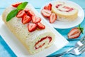 Strawberry roll cake Royalty Free Stock Photo