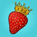 strawberry with royal crown comic pop art vector