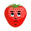 Strawberry Sad Emoji. Red berry sorrowful emotion