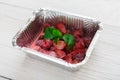 Strawberry salad closeup, vegan food. Royalty Free Stock Photo