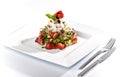 Strawberry salad with fresh goat cheese and mint Royalty Free Stock Photo