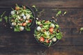 Strawberry Salade with Spinach, Dragon Fruit, Almond