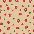 Strawberry Seamless pattern background geometric cartoon cute wallpaper interior vector Royalty Free Stock Photo