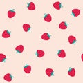 Strawberry seamless pattern with blush pink background Royalty Free Stock Photo