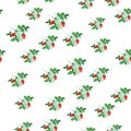 Strawberry seamless pattern. bushes with strawberries, white flowers and green leaves. watercolor Royalty Free Stock Photo