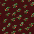 Strawberry seamless pattern. bushes with strawberries, white flowers and green leaves. watercolor. Royalty Free Stock Photo