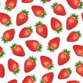 Strawberry seamless pattern. Colorful vivid print with hand drawn berries. Repeated luxury design for packaging