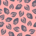 Strawberry seamless pattern. Colorful vivid print with hand drawn berries. Repeated luxury design for packaging