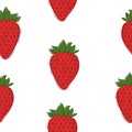 Strawberry seamless pattern. Cute hand drawn strawberries isolated on white background.