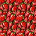 Strawberry seamless pattern. Isolated berries on dark background.