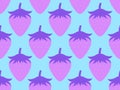 Strawberry seamless pattern. Purple strawberries on a blue background in 80s retro style. Design for banners Royalty Free Stock Photo