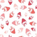 Strawberry seamless pattern. Red Strawberries in chocolate on white background. Tasty berries fresh black white doddle Royalty Free Stock Photo