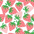 Strawberry seamless pattern on white. Vector Fruit texture for packaging and fabric Royalty Free Stock Photo