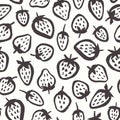 Strawberry semless pattern. Vector hand drawn background with black berry for children textile