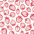 Strawberry semless pattern. Vector hand drawn background with red berry for children textile