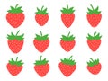 Strawberry set isolated on white background. Red strawberries with seeds. Strawberry sweet berries. Design for posters, banners