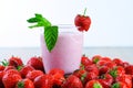 Strawberry shake closeup and white background Royalty Free Stock Photo