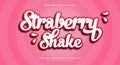 Strawberry shake 3d editable text effect Royalty Free Stock Photo