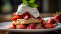 Fresh Strawberry Shortcake. Blurred Background Royalty Free Stock Photo