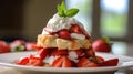 Fresh Strawberry Shortcake. Blurred Background Royalty Free Stock Photo