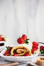 Strawberry Shortcake  or Roulade Cake Roll Royalty Free Stock Photo